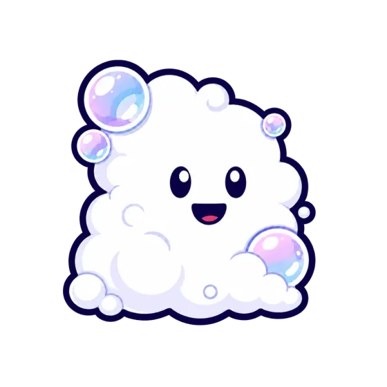 Blemmy's smiling bubble mascot